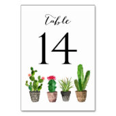 Boho Watercolor Succulents Tischnummer Card 14 (Rückseite)