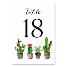 Boho Watercolor Succulents Tischnummer Card 18