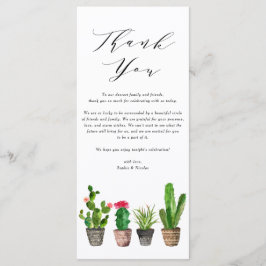 Boho Watercolor Succulents Wedding Danke Card