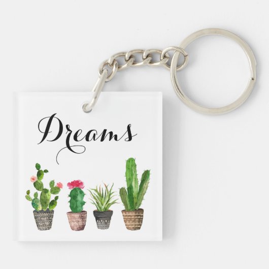 Boho Watercolor Succules Custom Schlüsselanhänger (Rückseite)