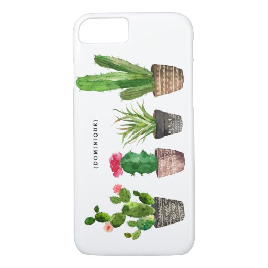 Boho Watercolor Succules Personalisiert Case-Mate iPhone Hülle (Rückseite)