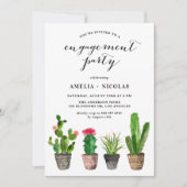 Boho Watercolor Succules Summer Engagement Party Einladung (Vorderseite)