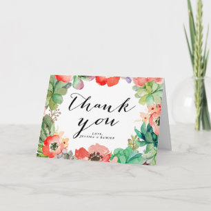 Boho Watercolor Sukkulenten Blumenrahmen Danke