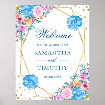 Boho Watercolor Summer Blume Gold Frame Wedding