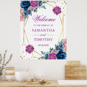 Boho Watercolor Summer Blume Gold Frame Wedding Poster (Küche)