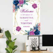 Boho Watercolor Summer Blume Gold Frame Wedding Poster (Heimbüro)