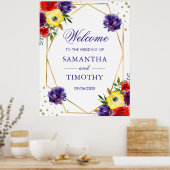 Boho Watercolor Summer Blume Gold Frame Wedding Poster (Küche)
