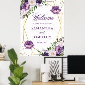 Boho Watercolor Summer Blume Gold Frame Wedding Poster (Heimbüro)