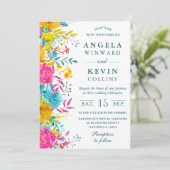 Boho Watercolor Summer Blume Hochzeit Einladung (Stehend Vorderseite)