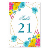Boho Watercolor Summer Blume Hochzeit Tischnummer (Rückseite)