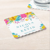 Boho Watercolor Summer Blume Hochzeit Untersetzer (angewinkelt)
