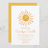Boho Watercolor Sunshine Baby Shower Einladung (Vorne/Hinten)