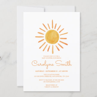 Boho Watercolor Sunshine Baby Shower Einladung