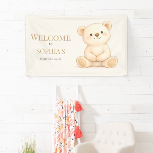 Boho Watercolor Teddy Bear Neutral Banner (Insitu)