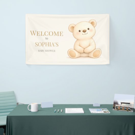 Boho Watercolor Teddy Bear Neutral Banner (Messeveranstaltung)