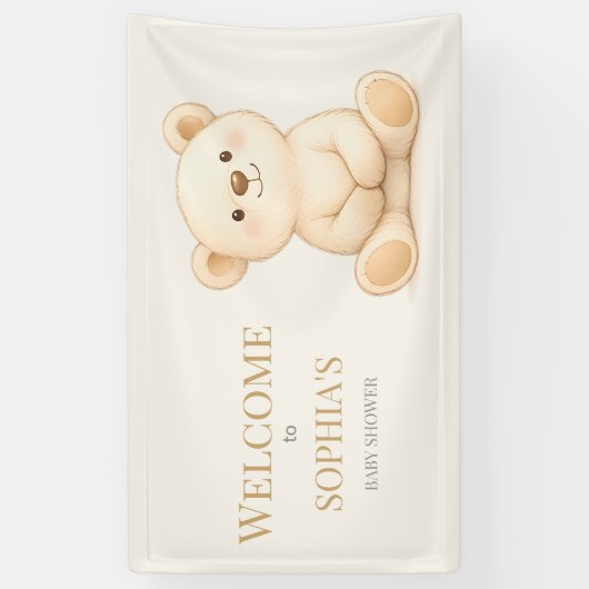Boho Watercolor Teddy Bear Neutral Banner (Vertikal)