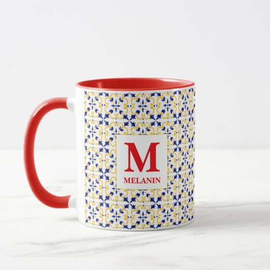 Boho-Watercolor-Tile-Tasse – Benutzerdefinierter N Tasse (Links)