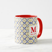 Boho-Watercolor-Tile-Tasse – Benutzerdefinierter N Tasse (VorderseiteRechts)