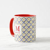 Boho-Watercolor-Tile-Tasse – Benutzerdefinierter N Tasse (Vorderseite Links)