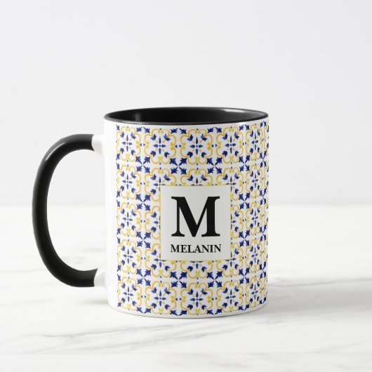 Boho-Watercolor-Tile-Tasse – Benutzerdefinierter N Tasse (Links)