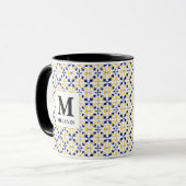 Boho-Watercolor-Tile-Tasse – Benutzerdefinierter N Tasse (Vorderseite Links)