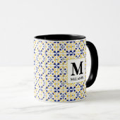 Boho-Watercolor-Tile-Tasse – Benutzerdefinierter N Tasse (VorderseiteRechts)