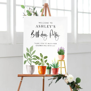Boho Watercolor Topted Housepflanzen Geburtstagspa Poster