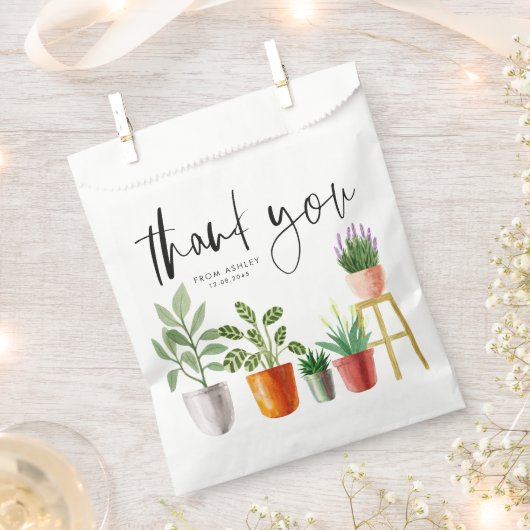 Boho Watercolor Topted Houseplants Vielen Dank Geschenktütchen (Ausgeschnitten)