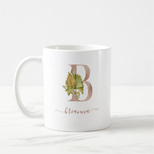 Boho Watercolor Tropical Monogram Letter "B" Kaffeetasse