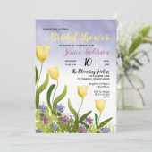 Boho Watercolor Tulips | Brautparty von Violetten Einladung (Stehend Vorderseite)