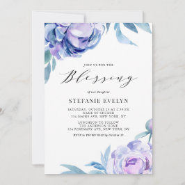 Boho Watercolor Violet Peony Blume Baby Sessing Einladung