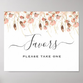 Boho Watercolor Wedding Favors Sign Poster