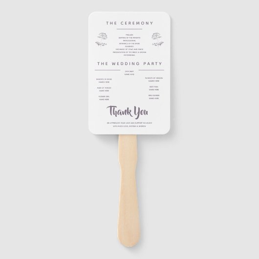 Boho Watercolor Wedding Program Fans Fächer (Rückseite)