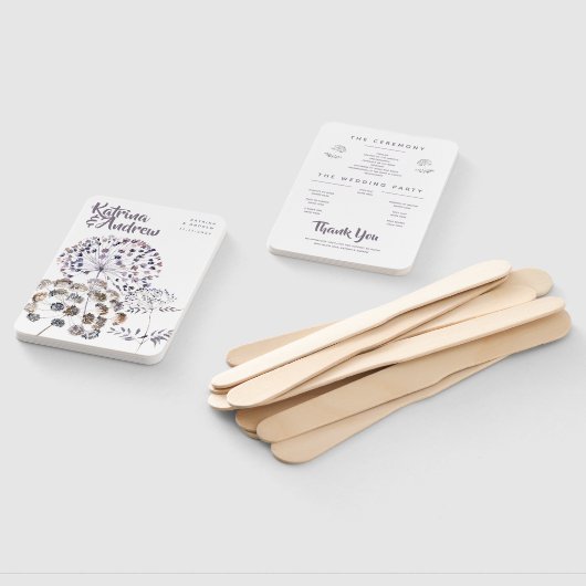 Boho Watercolor Wedding Program Fans Fächer (Non-assembled)