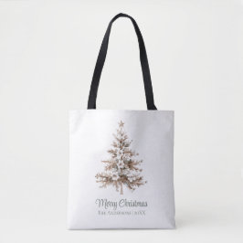 Boho Watercolor Weihnachtsbaum Familienname Tasche