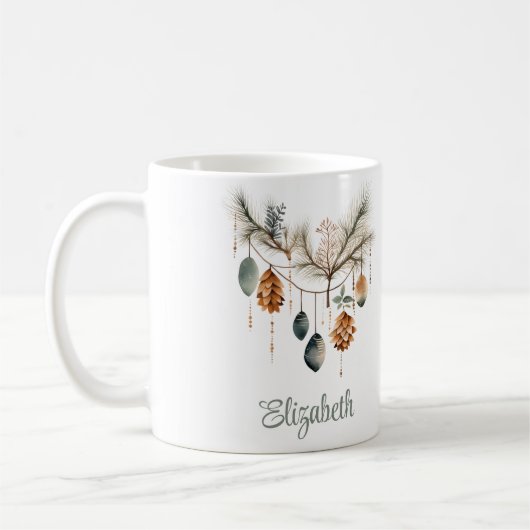 Boho Watercolor Weihnachtsgeschmack Individuelle N Kaffeetasse (Links)