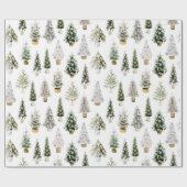 Boho Watercolor Weihnachtsgrüße Geschenkpapier (Flach)