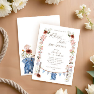 Boho Watercolor Western Little Cowboy Baby Dusche Einladung