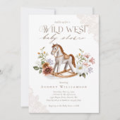 Boho Watercolor Western Rocking Horse Babydusche Einladung (Vorderseite)