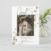 Boho Watercolor Wild Blume Abschluss Ankündigung (Stehend Vorderseite)