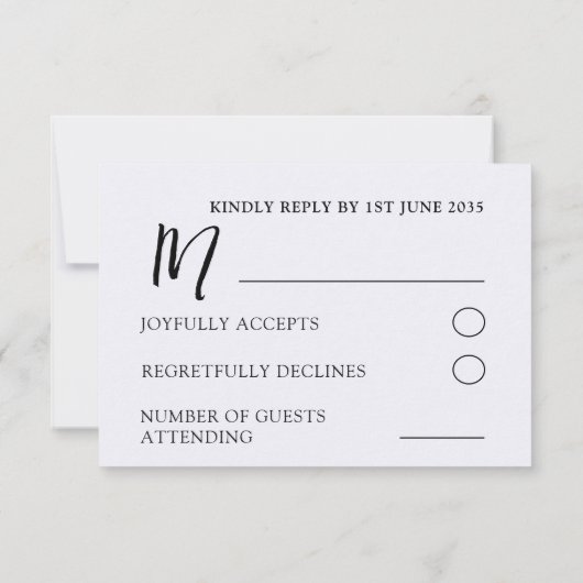 Boho Watercolor Wild Blume & Black Wedding RSVP (Rückseite)