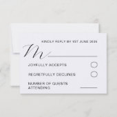 Boho Watercolor Wild Blume & Black Wedding RSVP Karte (Rückseite)