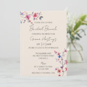 Boho Watercolor Wild Blume Bridal Brunch Beige Einladung (Stehend Vorderseite)