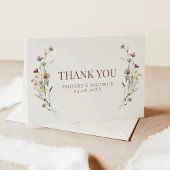 Boho Watercolor Wildblume Brautparty geklappt Dankeskarte