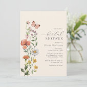 Boho Watercolor Wildblume Brautparty Script Einladung (Stehend Vorderseite)