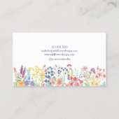 Boho Watercolor Wildblume Floral Designer Visitenkarte (Rückseite)