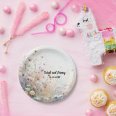 Boho Watercolor Wildblume Floral Personalize Pappteller (Party)