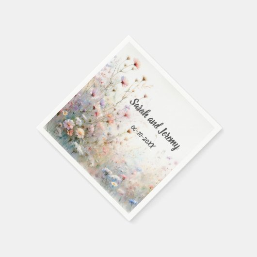 Boho Watercolor Wildblume Floral Personalize Serviette (Ecke)