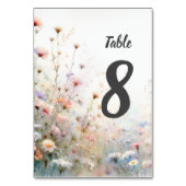 Boho Watercolor Wildblume Floral Personalize Tischnummer (Vorderseite)