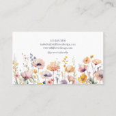 Boho Watercolor Wildblume Florist Designer Visitenkarte (Rückseite)